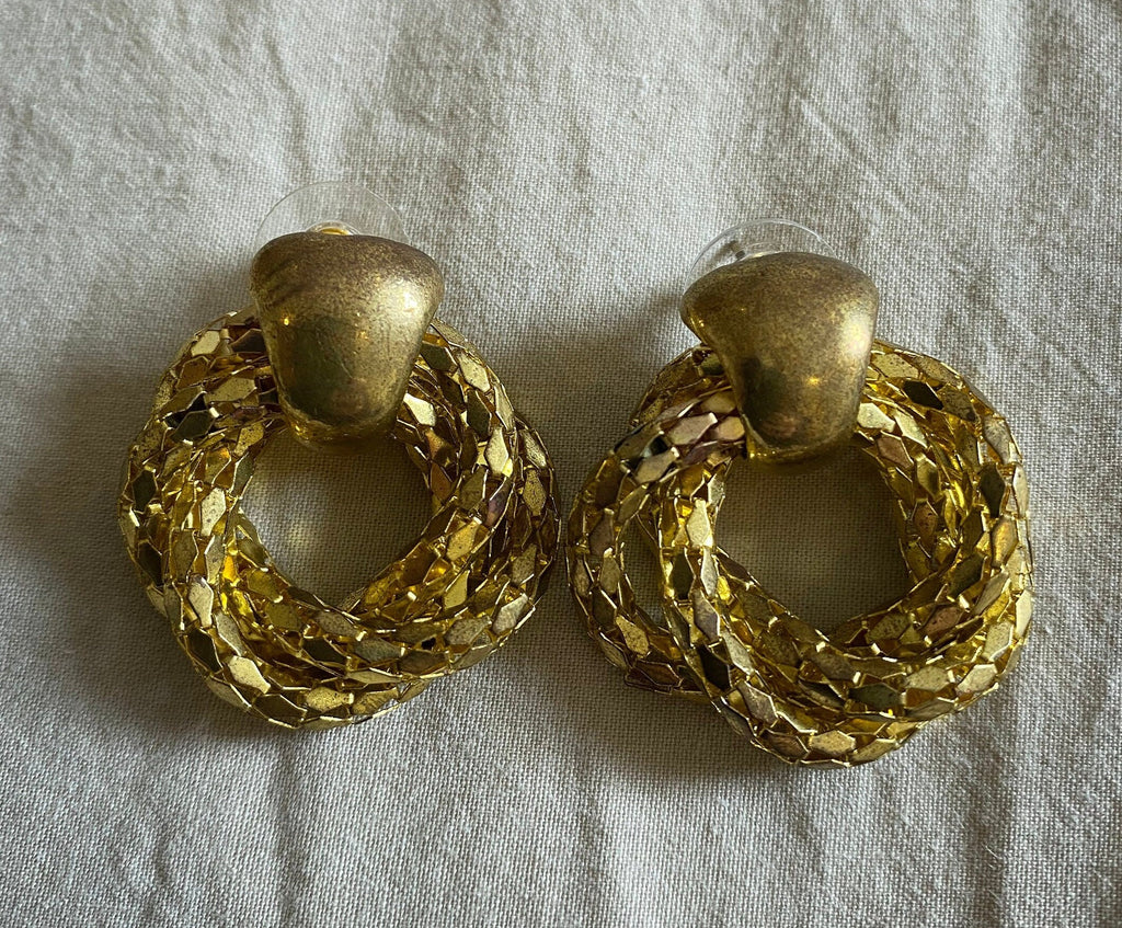 Vintage Gold Twist Drop Earrings
