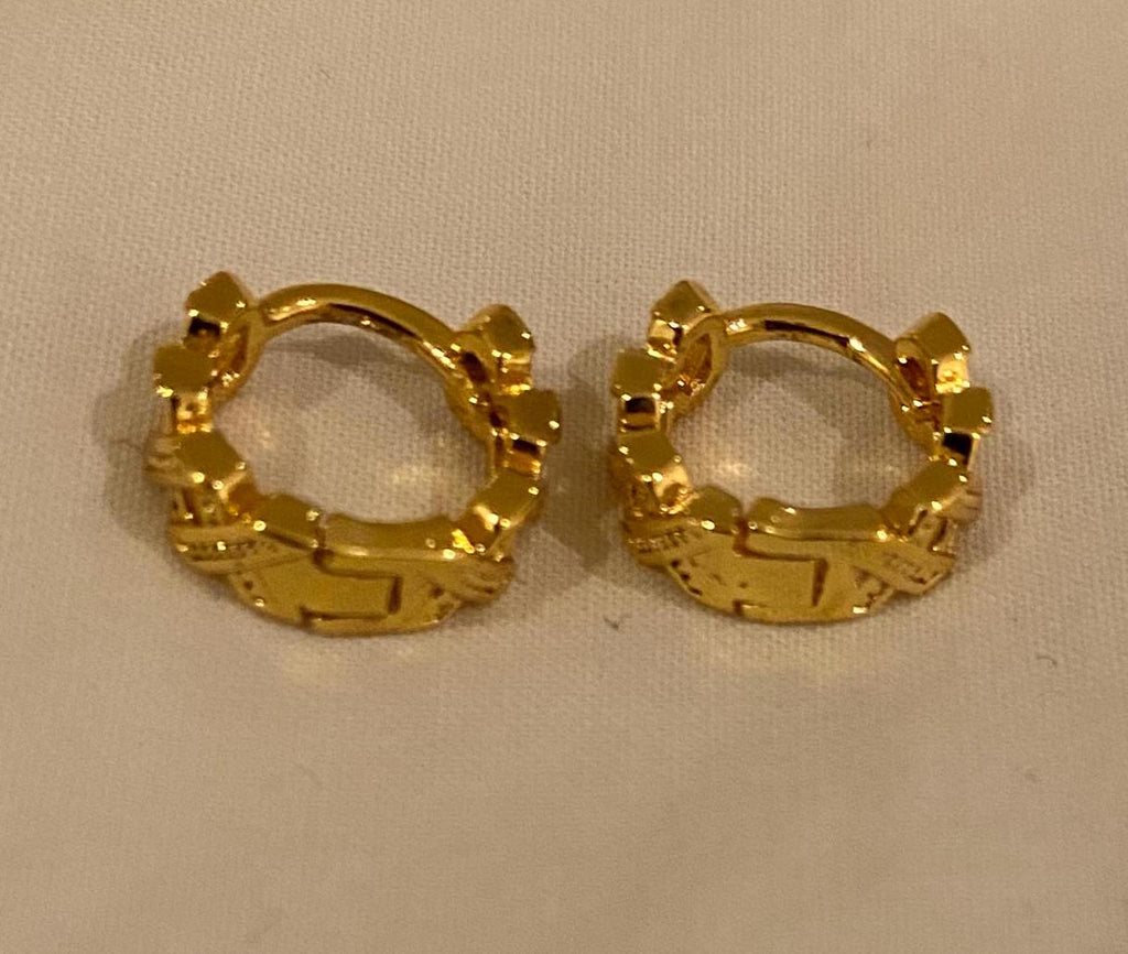 Gold Plated Link Huggie Hoop Earrings