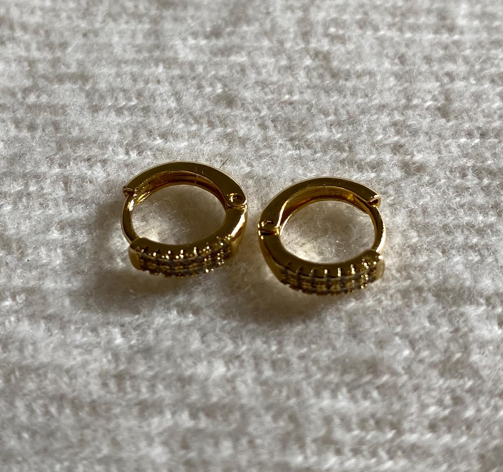 Gold Plated Design CZ Huggie Hoop Earrings