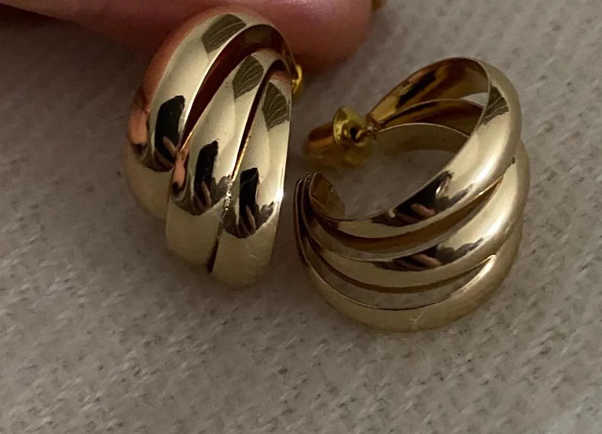 Gold Plated Triple Hoop Earrings