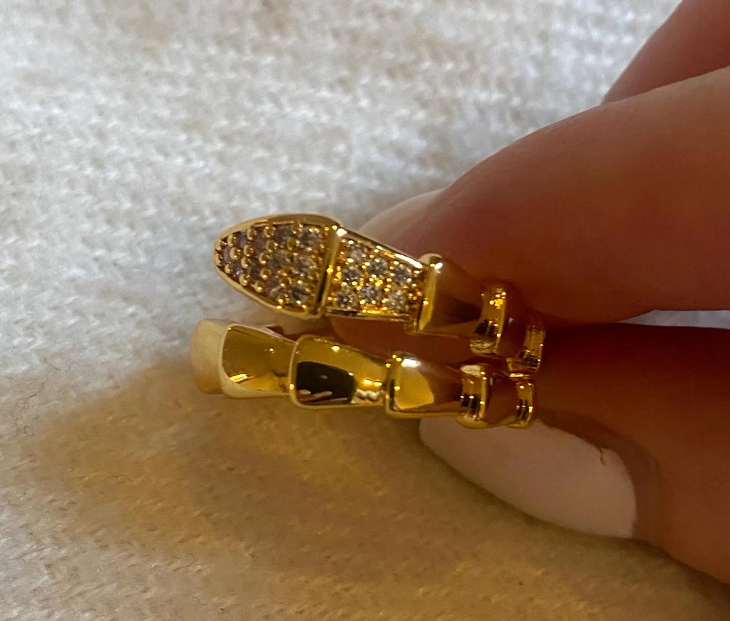 Gold Plated CZ Gemstone Serpent Ring