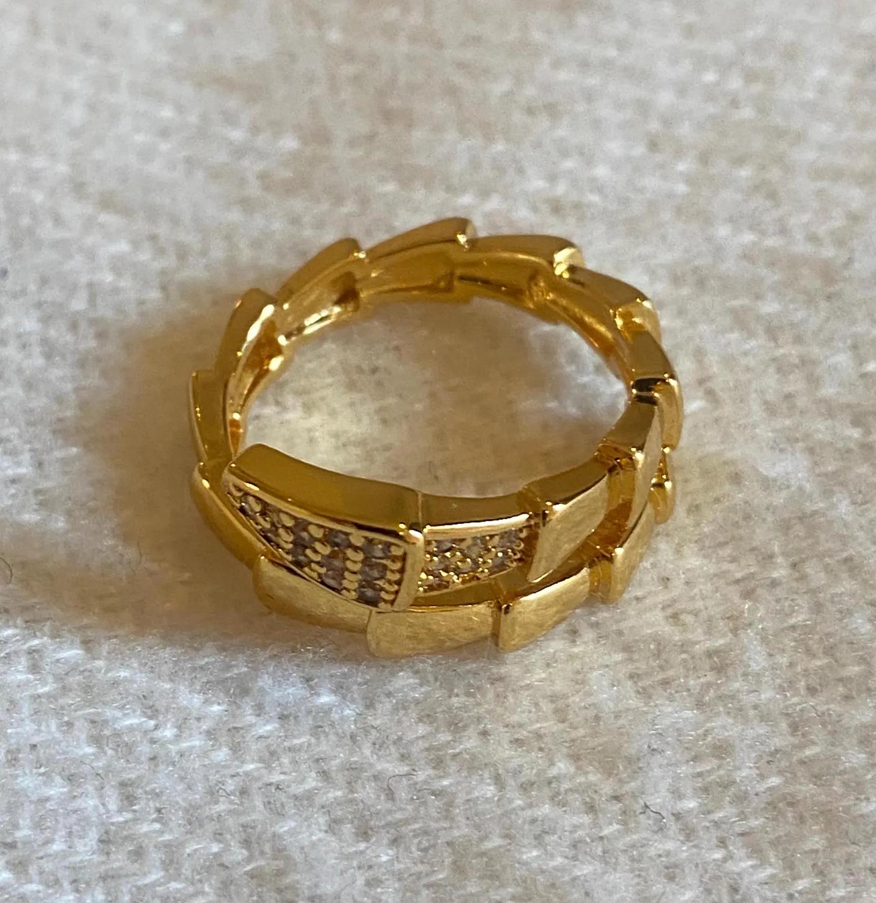 Gold Plated CZ Gemstone Serpent Ring