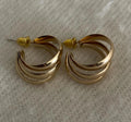 Gold Plated Triple Hoop Earrings
