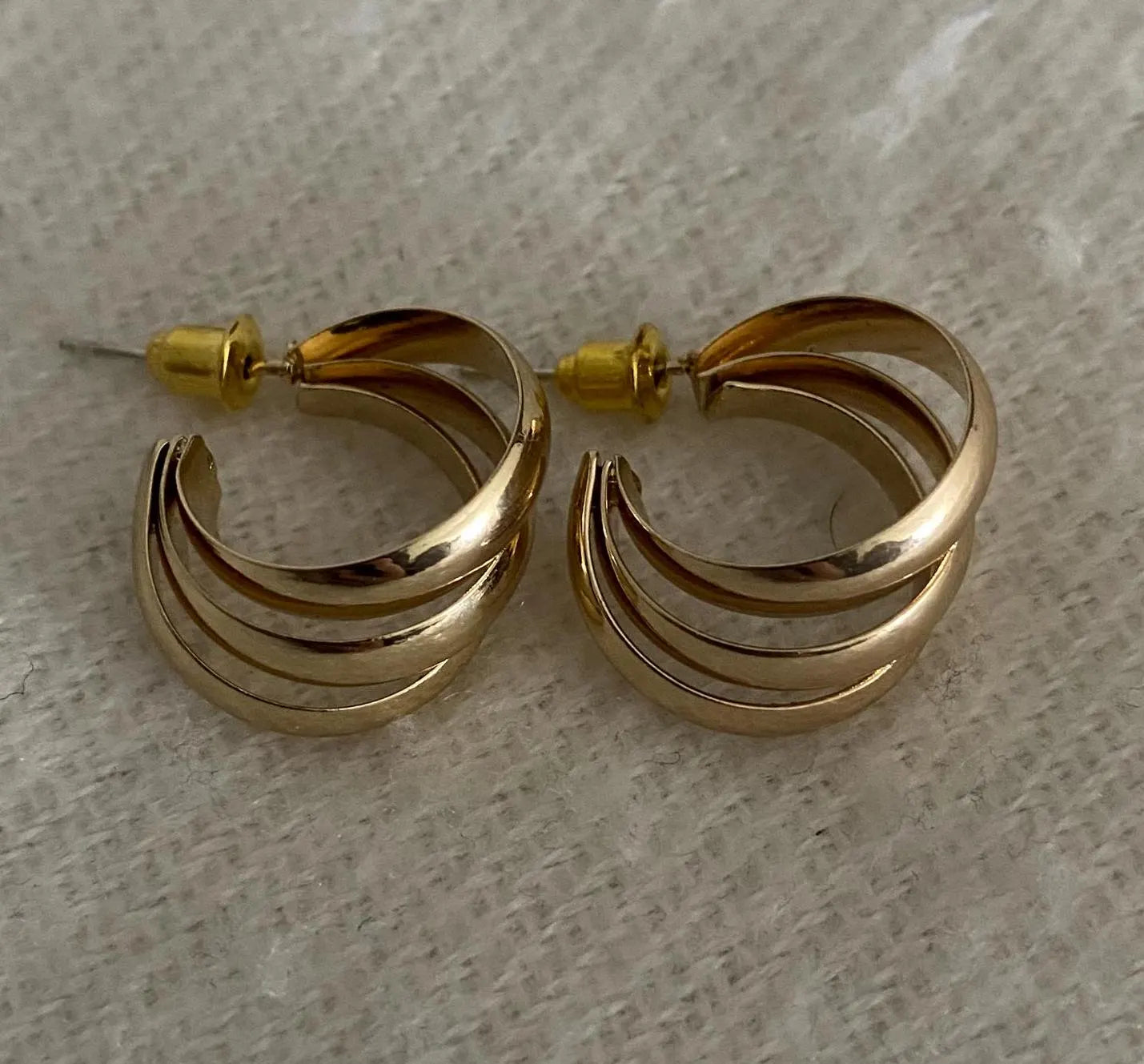 Gold Plated Triple Hoop Earrings