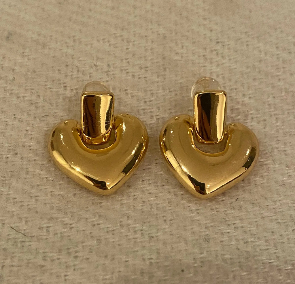 Gold Plated Heart Design Earrings