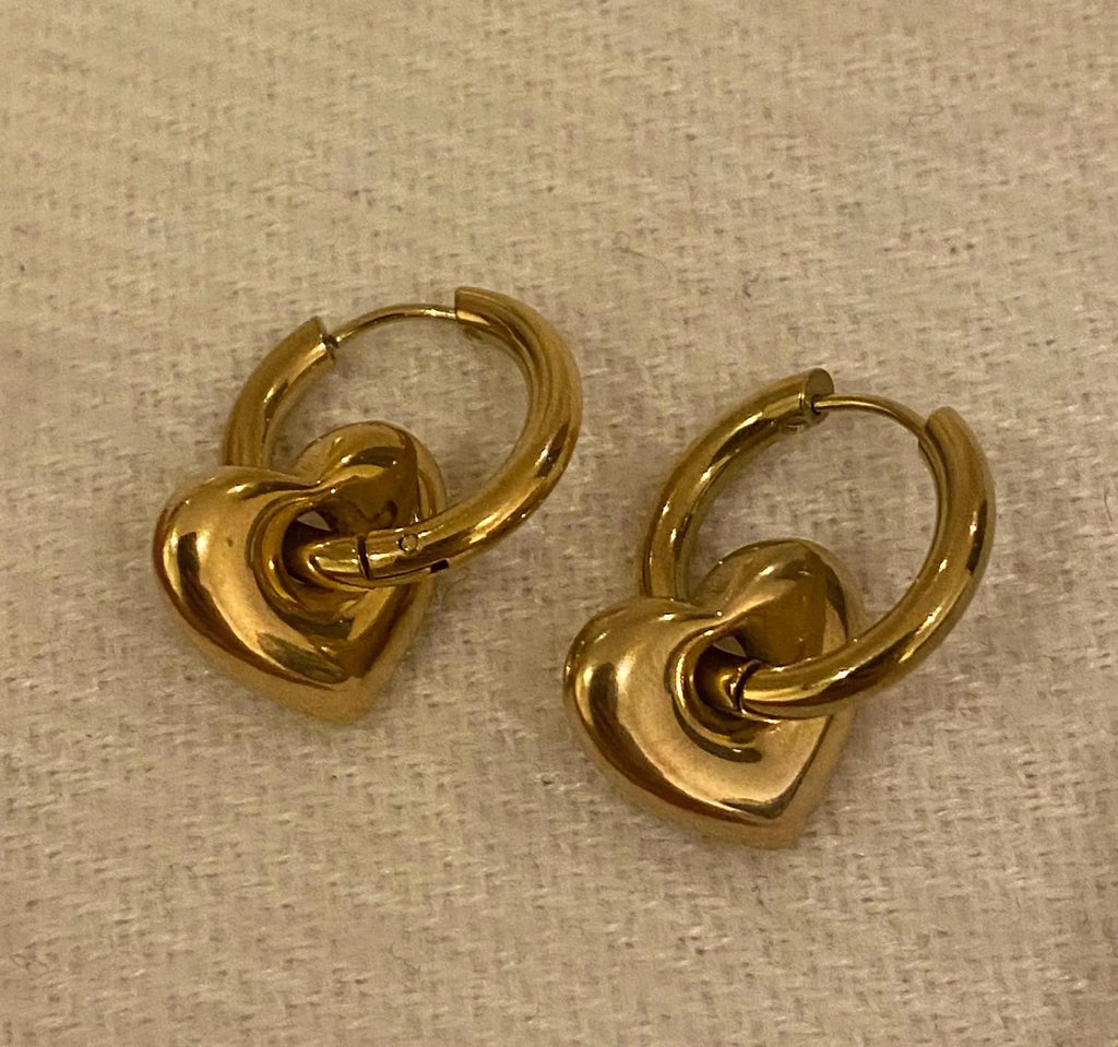 Gold Plated Heart Hoop Design Earrings