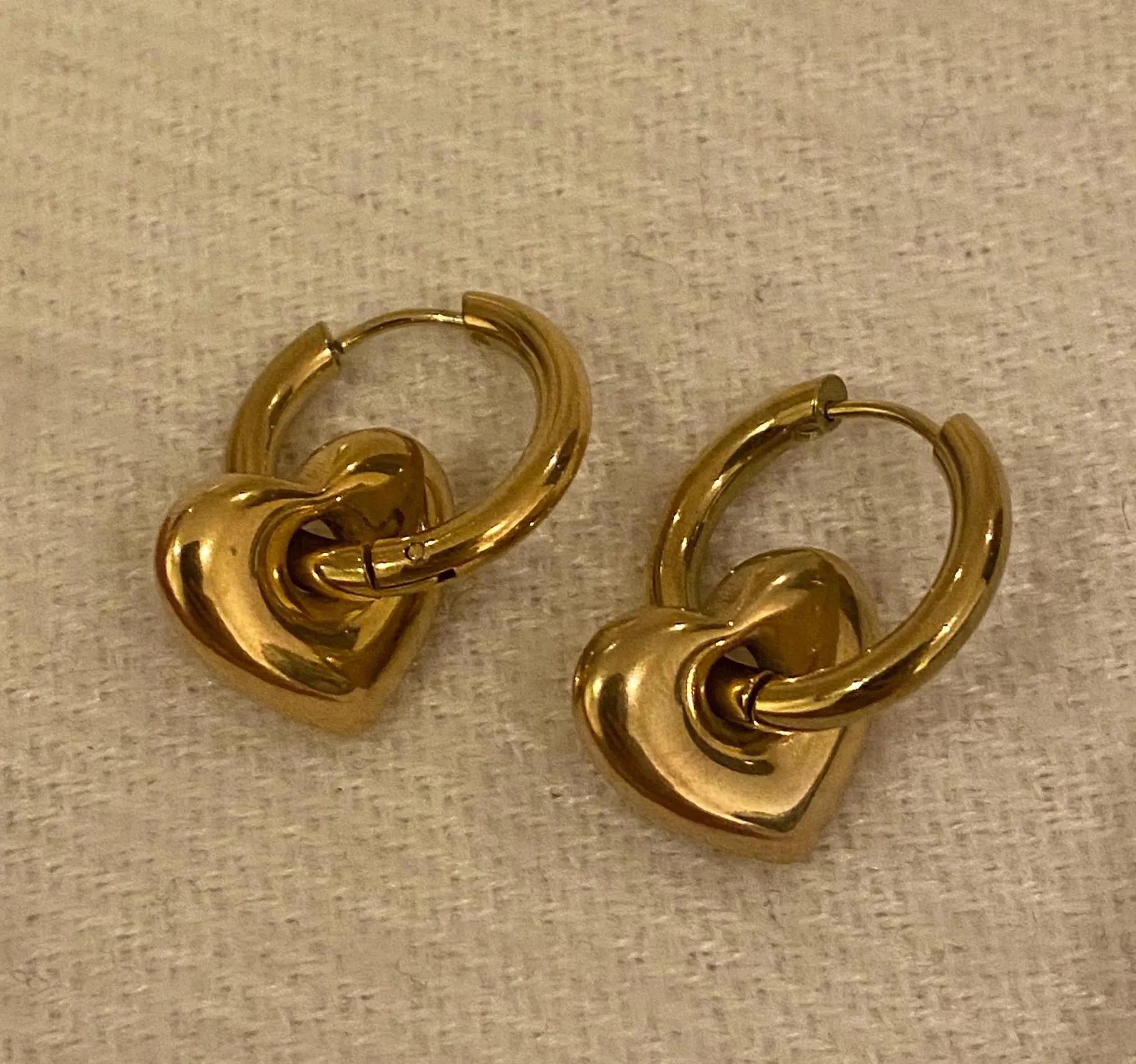 Gold Plated Heart Hoop Design Earrings