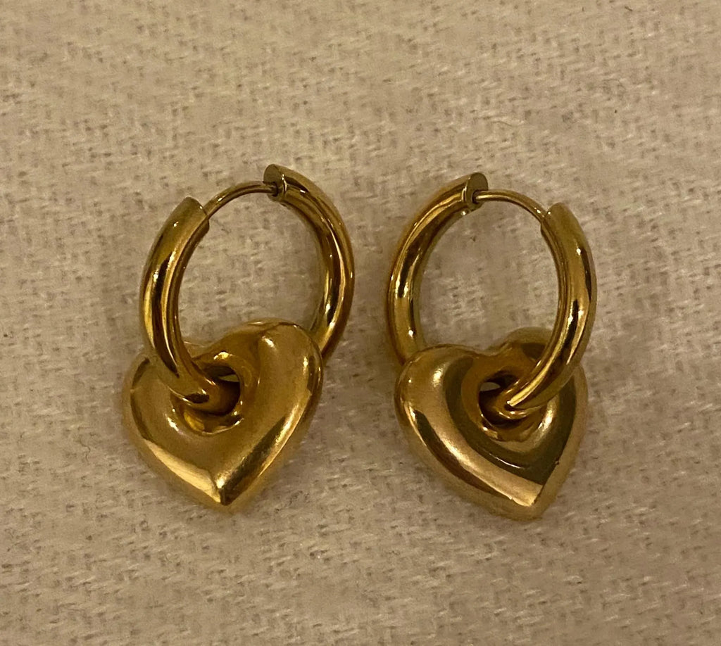 Gold Plated Heart Hoop Design Earrings