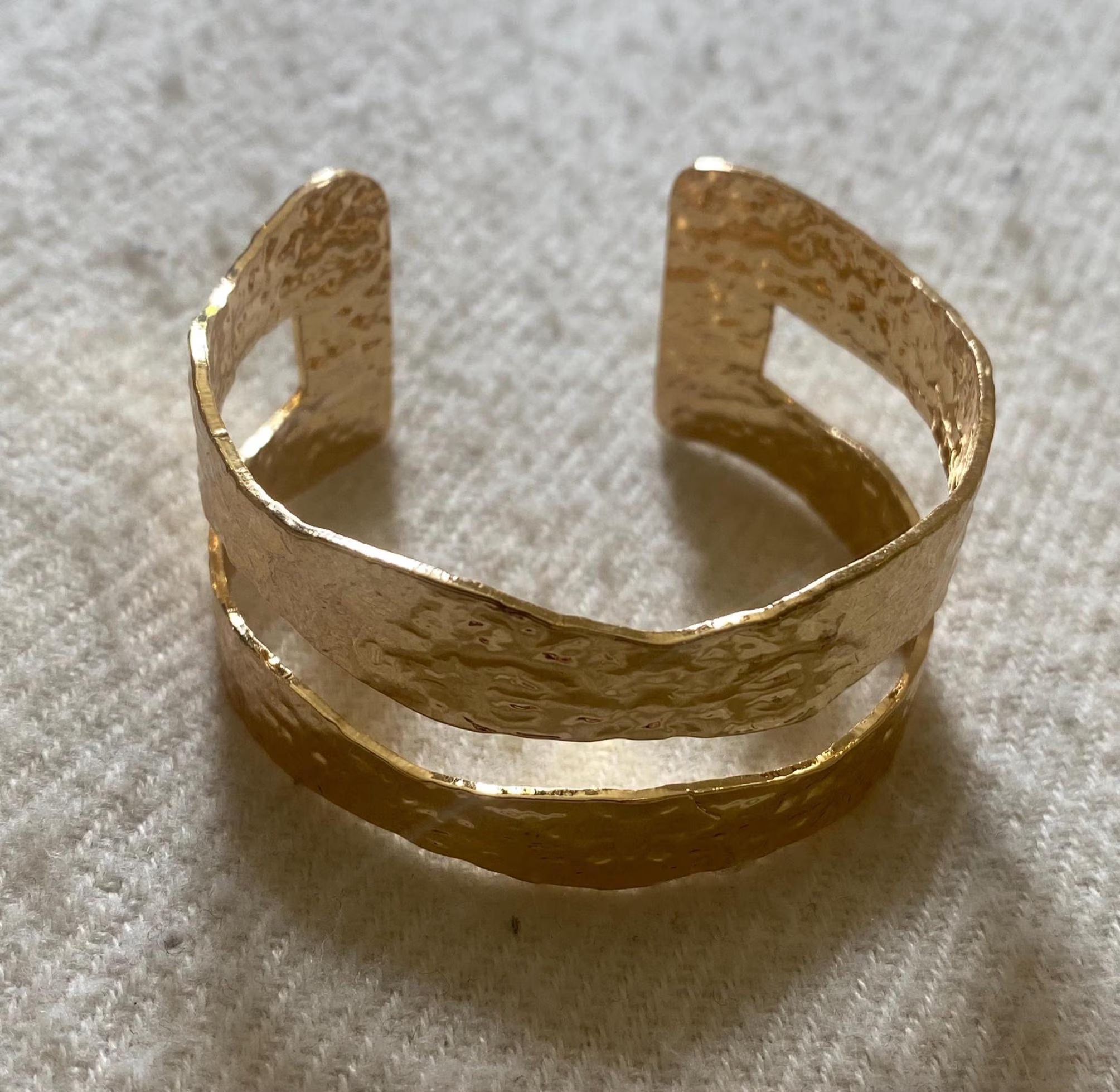 Gold Plated Statement Foil Textured Bangle