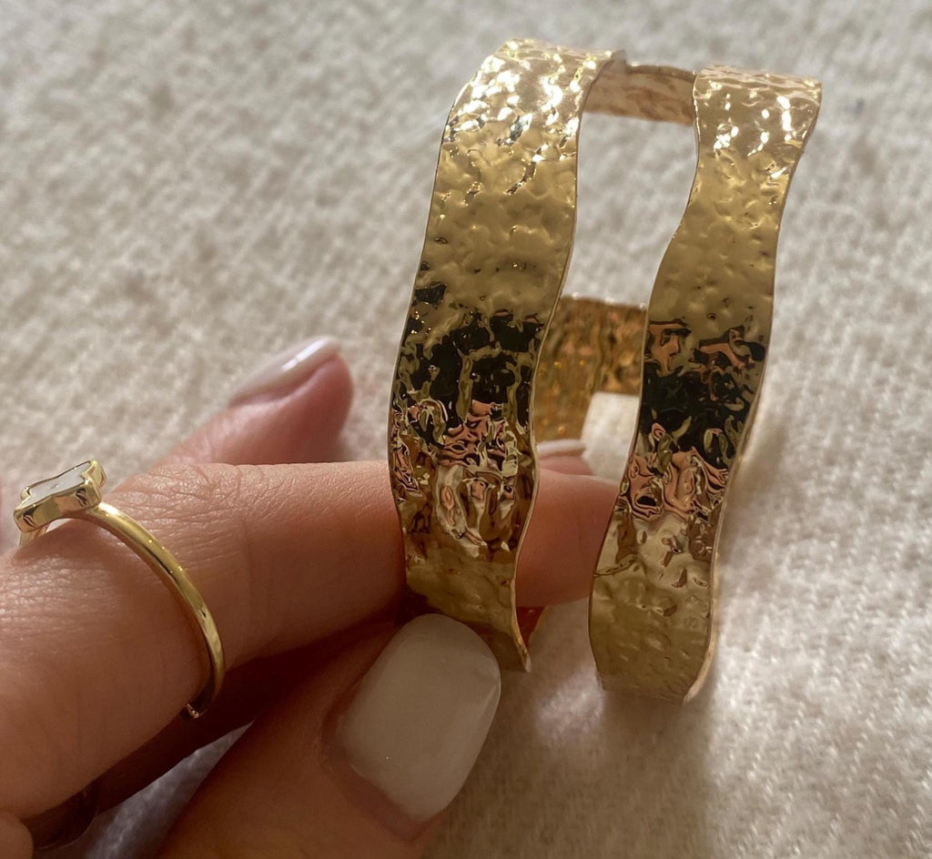 Gold Plated Statement Foil Textured Bangle