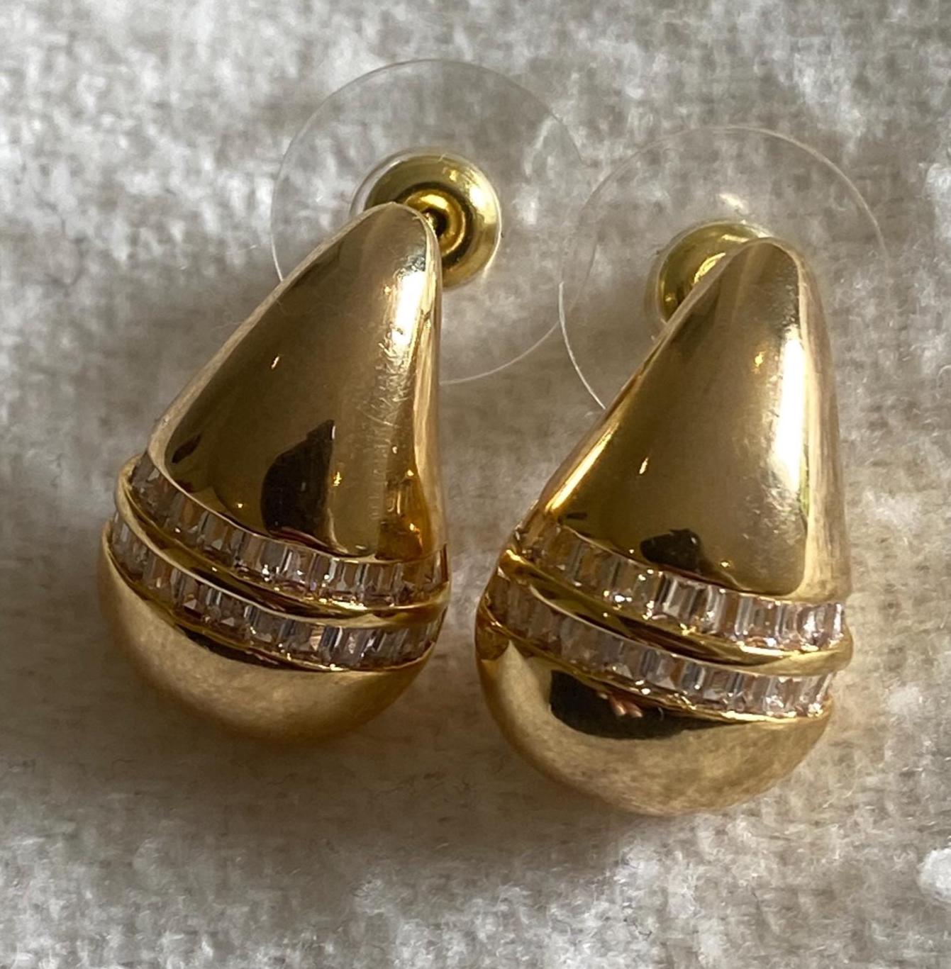 Gold Plated Gemstone Teardrop Hoop Earrings