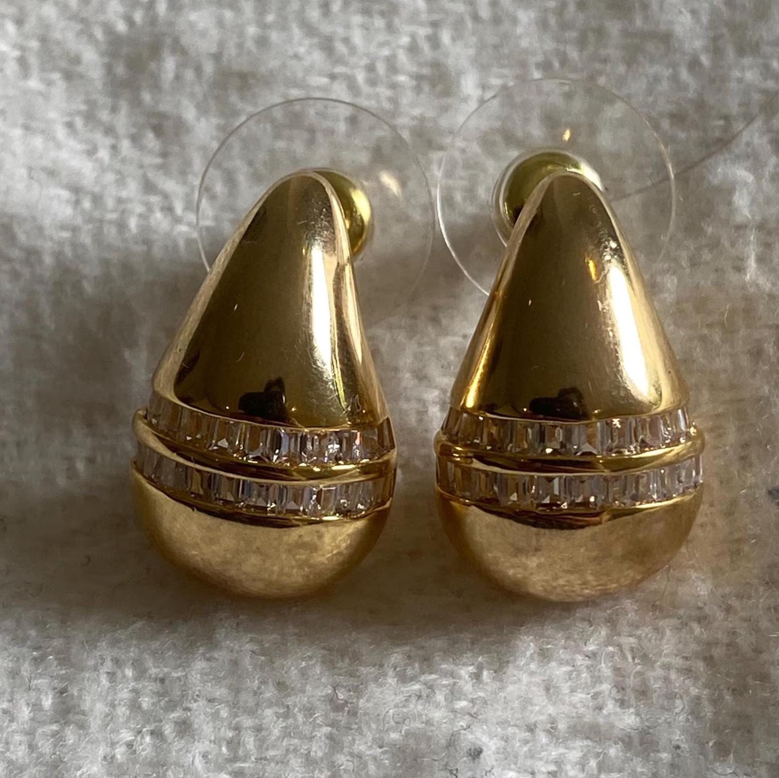 Gold Plated Gemstone Teardrop Hoop Earrings