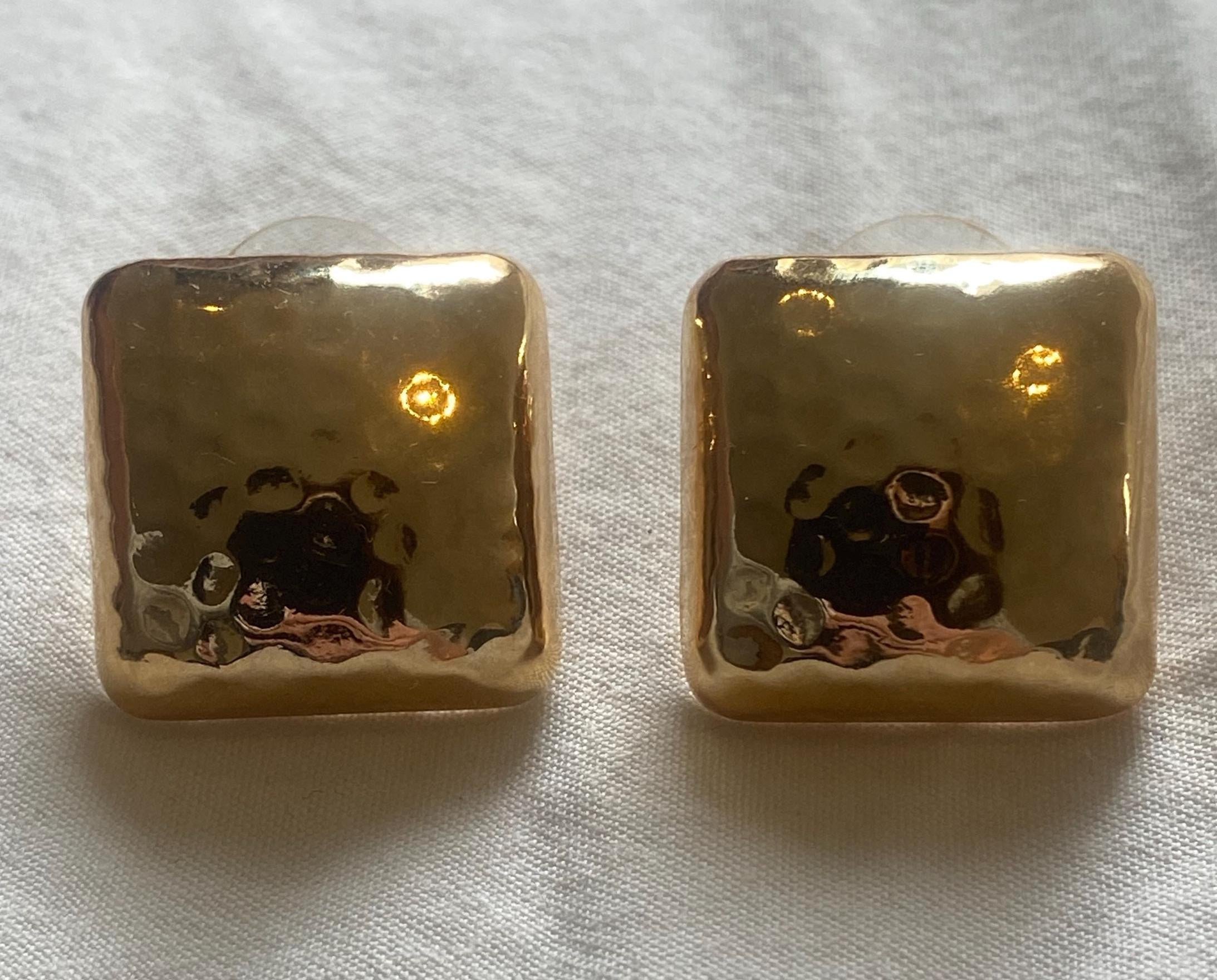 Vintage Square Gold Stud Earrings