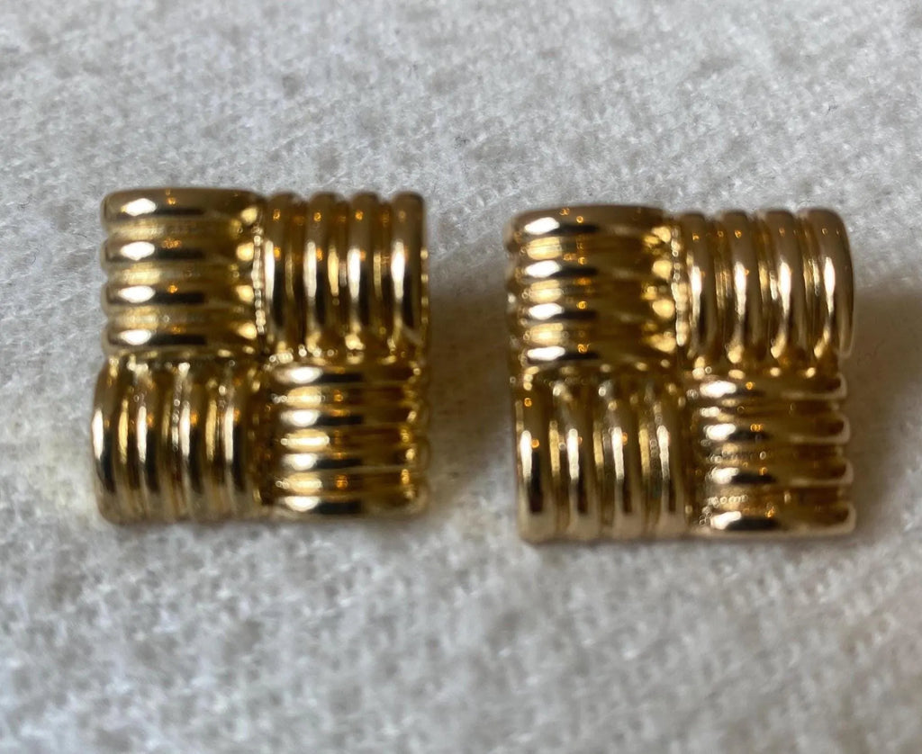 Vintage Square Gold Design Stud Earrings
