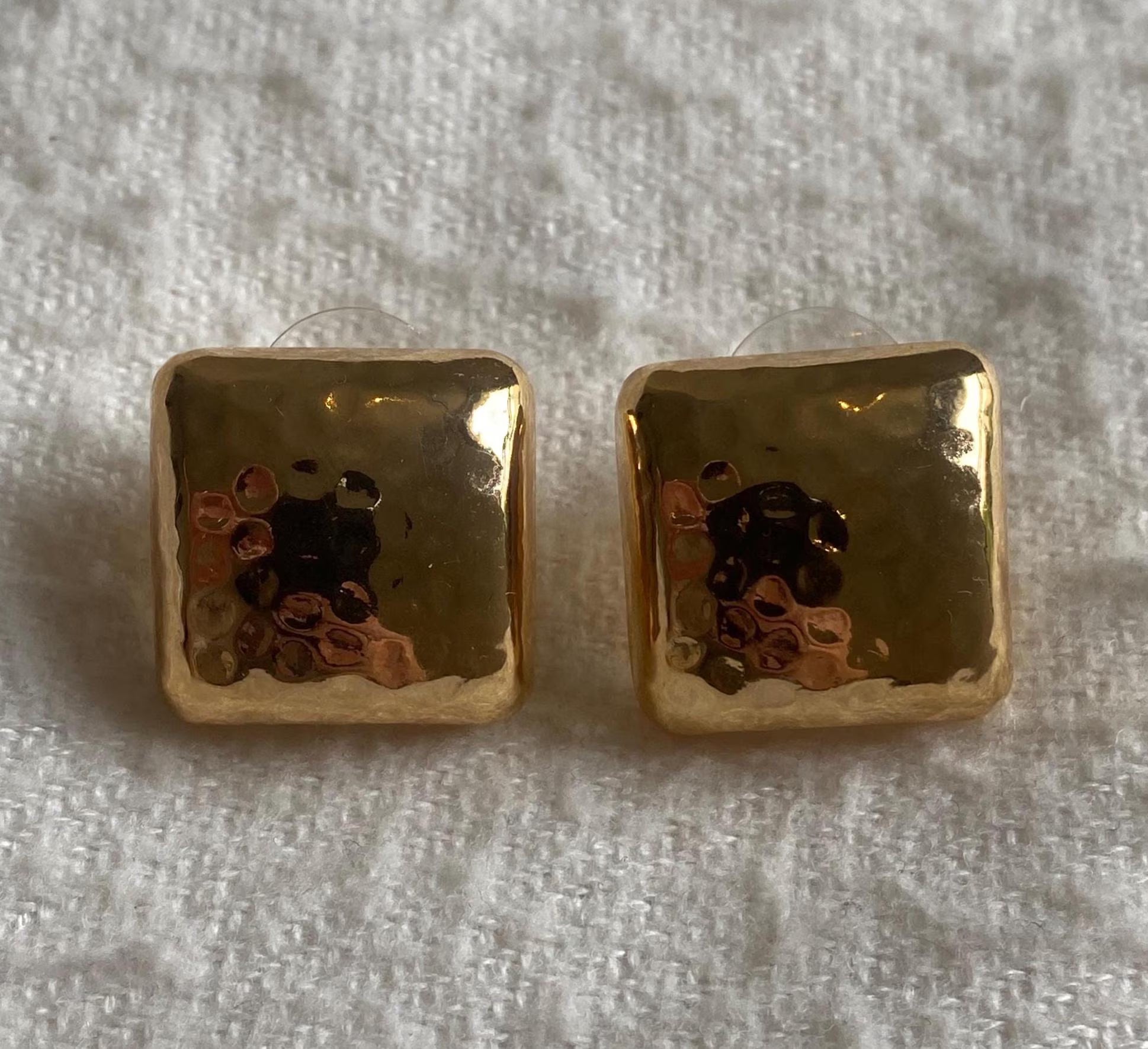 Vintage Square Gold Stud Earrings