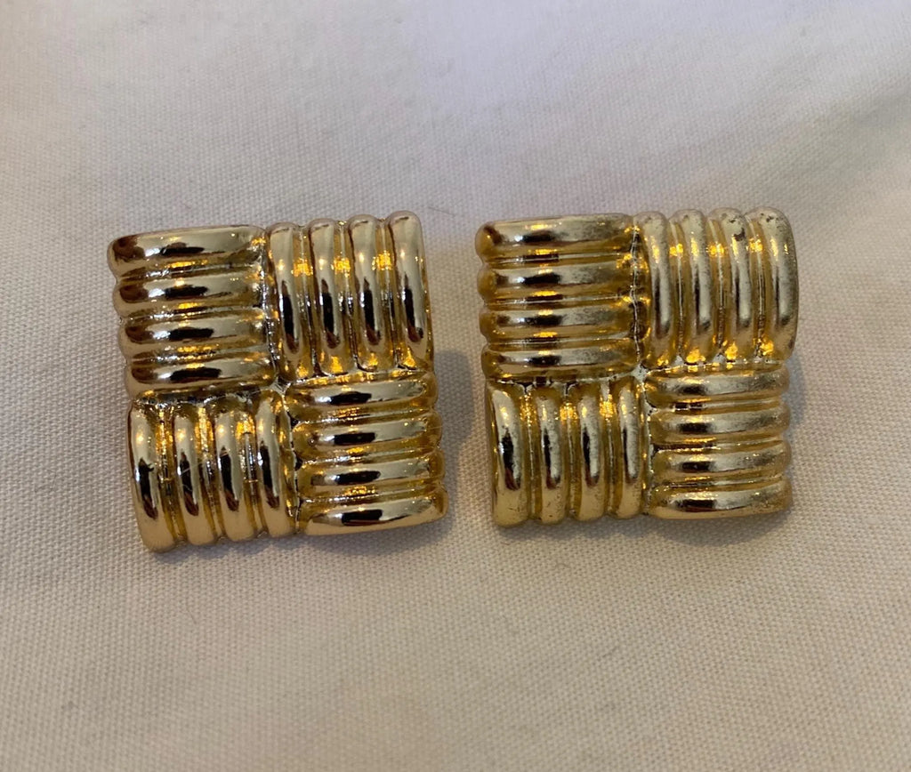 Vintage Square Gold Design Stud Earrings