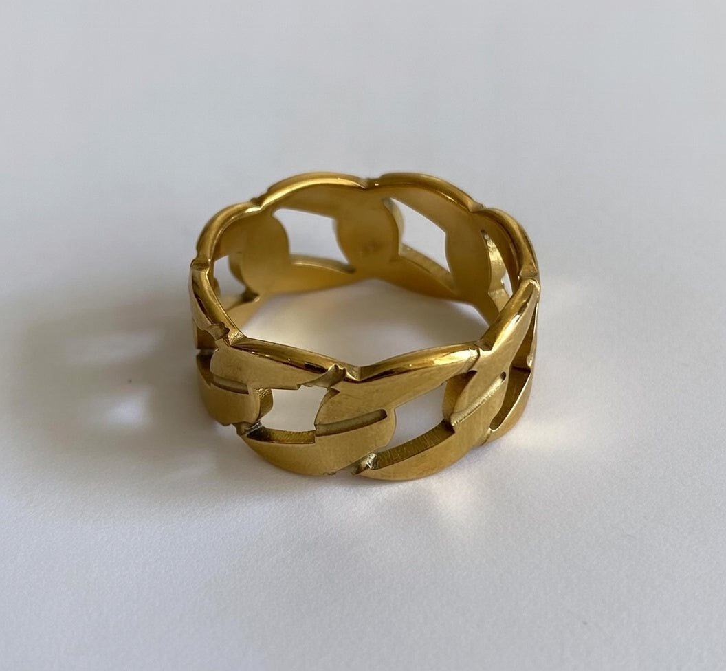 Men's Thick Gold Plated Chain Link Design Ring