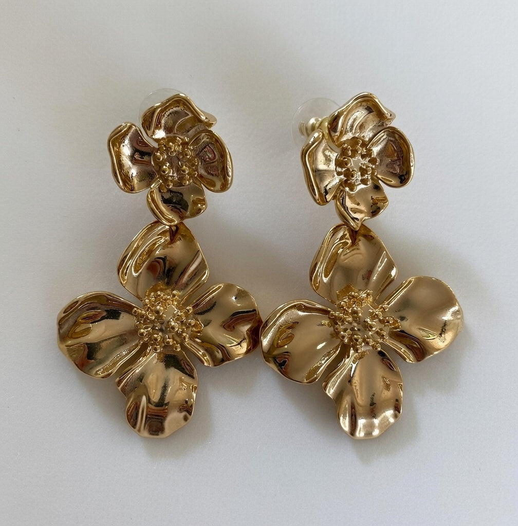 Gold Plated Flower Design Earrings