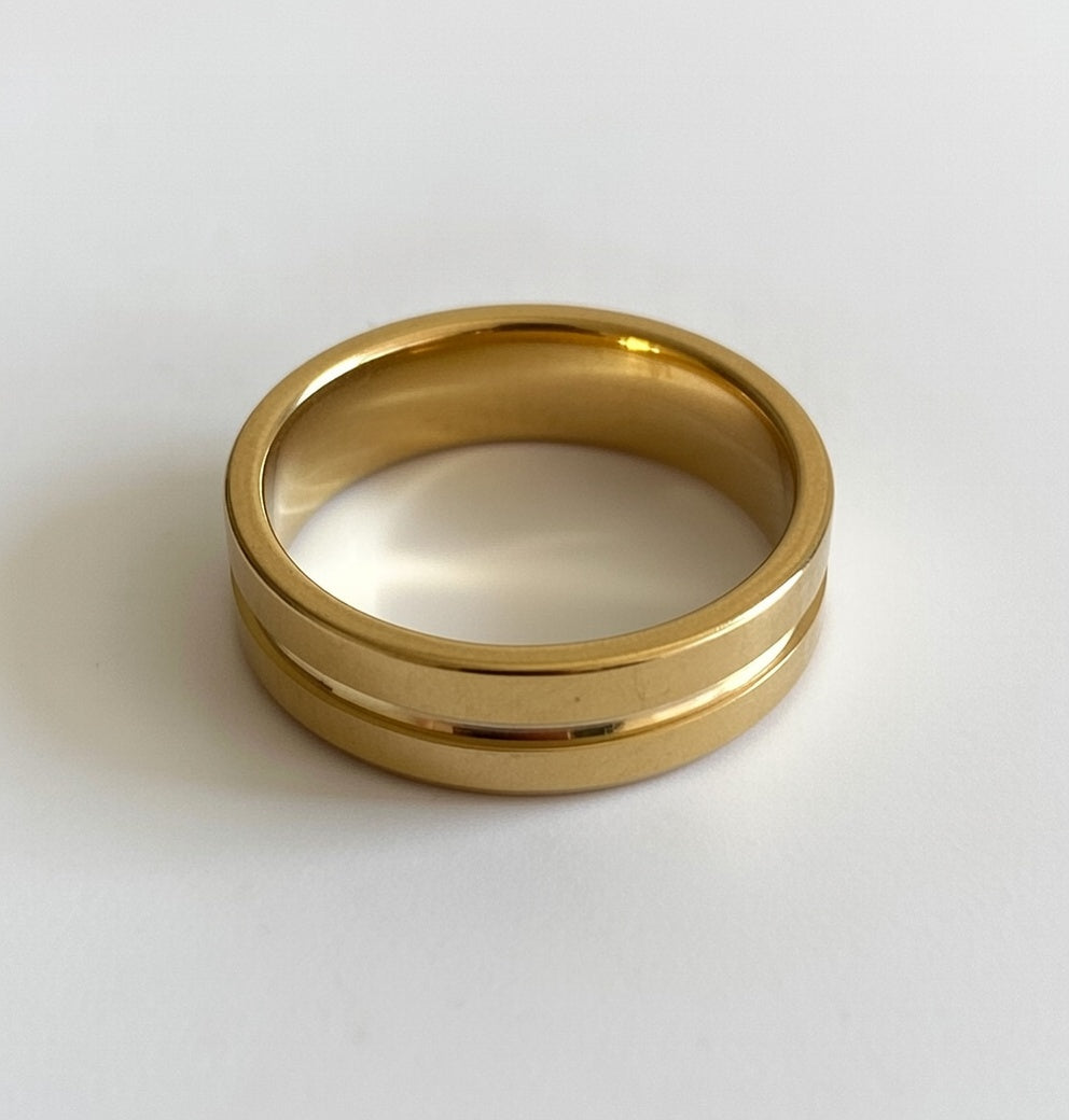 Men's Gold Plated Double Band Design Ring