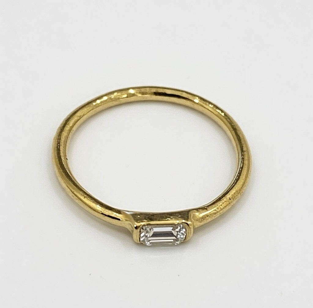 Gold Plated Rectangle Clear Gemstone Ring