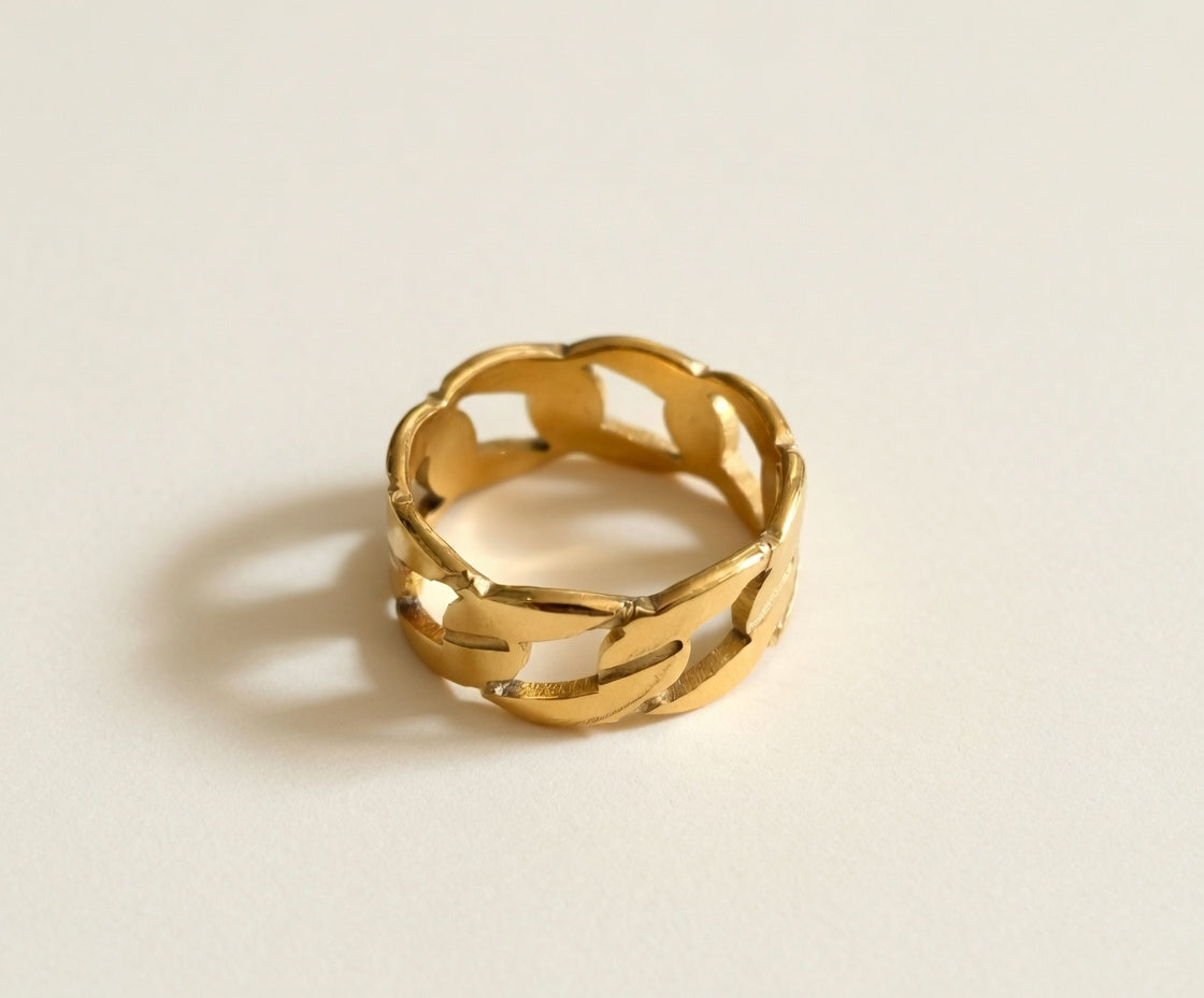 Men's Thick Gold Plated Chain Link Design Ring