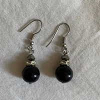 Vintage Black Gemstone Drop Earrings