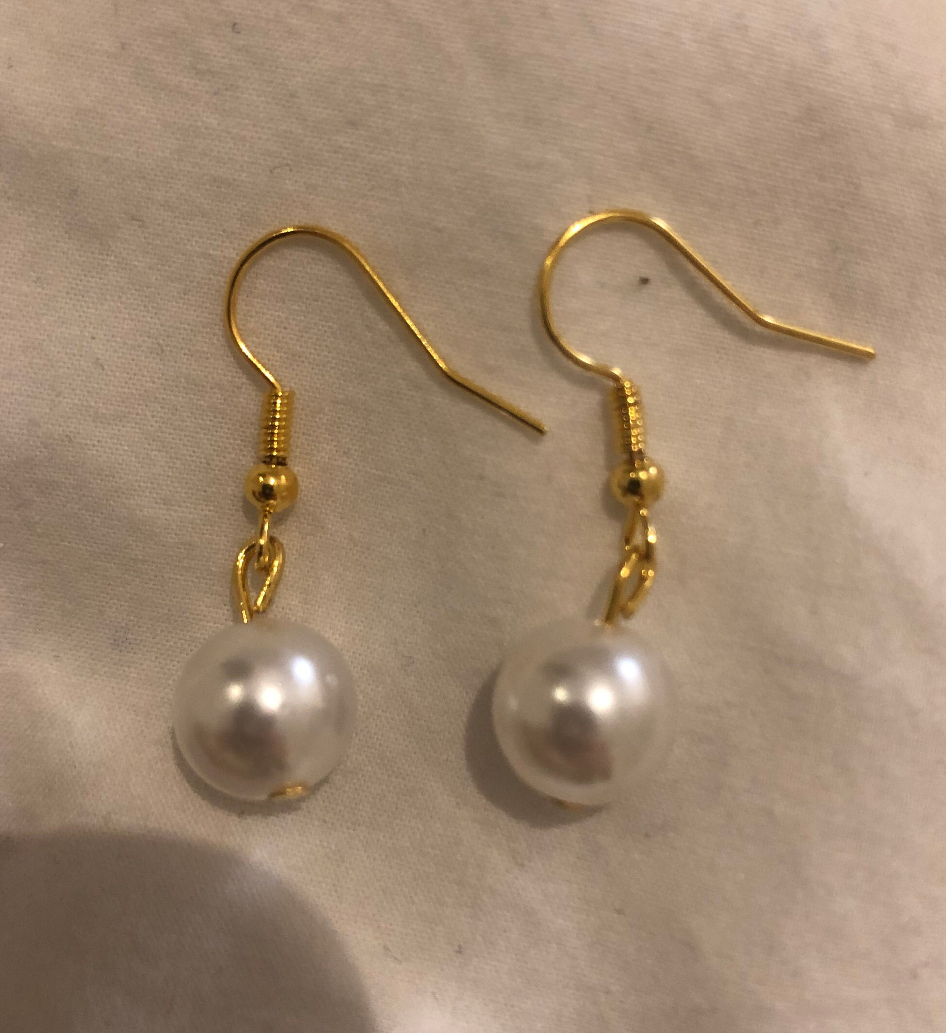 Recycled Gold Pearl Drop Earrings