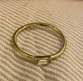 Gold Plated Rectangle Clear Gemstone Ring