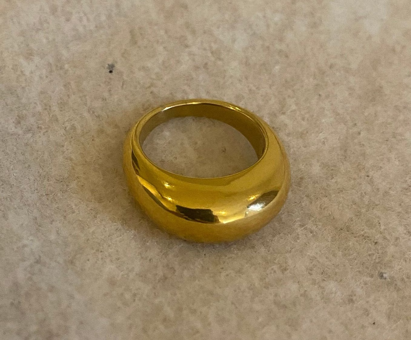 Gold Plated Thick Dome Ring, Chunky Gold Round Ring, Gold Statement Ring