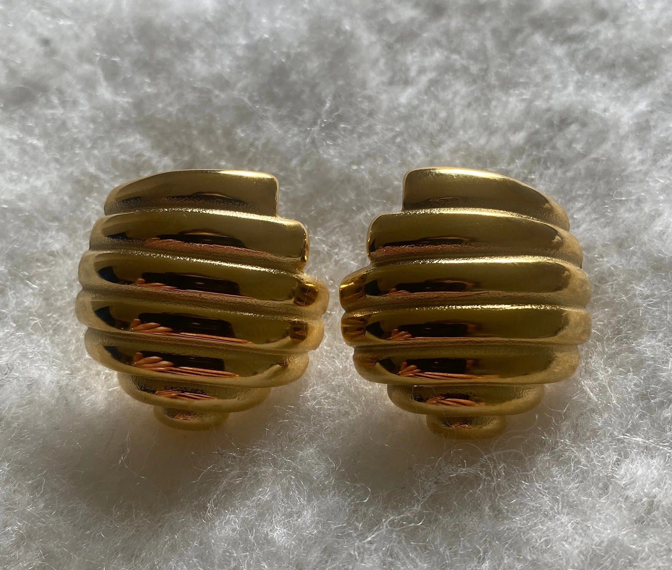 Vintage Gold Textured Stud Earrings