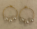 Recycled Gold and Pearl Thin Hoop Earrings