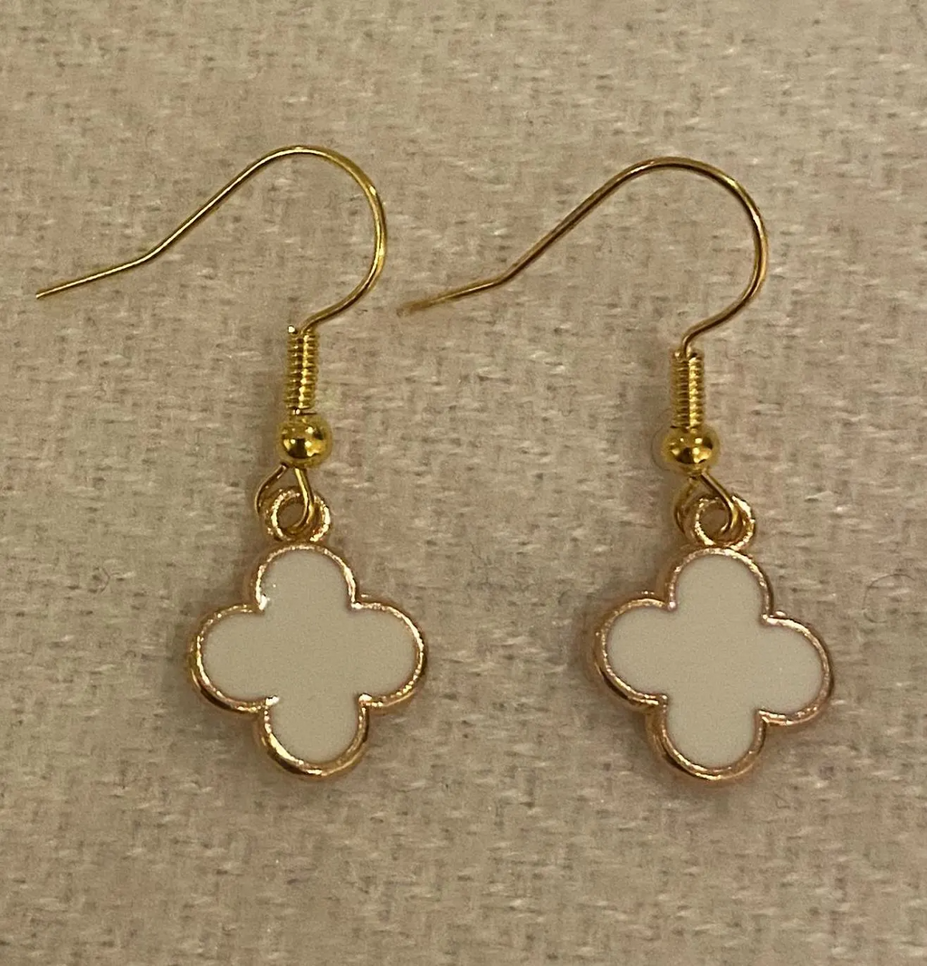 Gold Plated Clover Charm Earrings