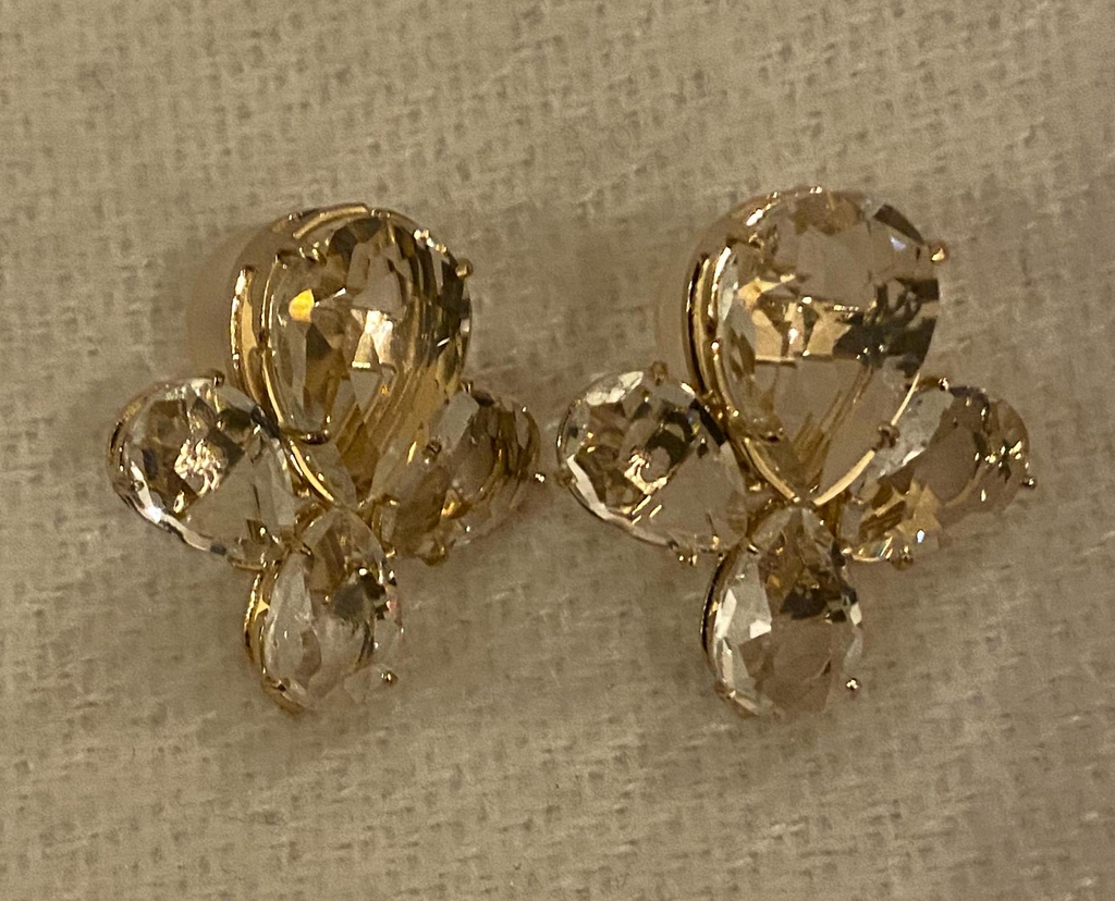 Gold Plated Gemstone Vintage Earrings