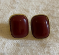 Vintage Ruby Red Ceramic Stud Earrings