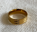 Men's Gold Plated Triple Band CZ Ring