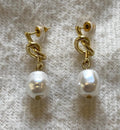 Recycled Gold Pearl Drop Earrings, Gold Pearl Earrings, Medium Pearl Recycled Gold