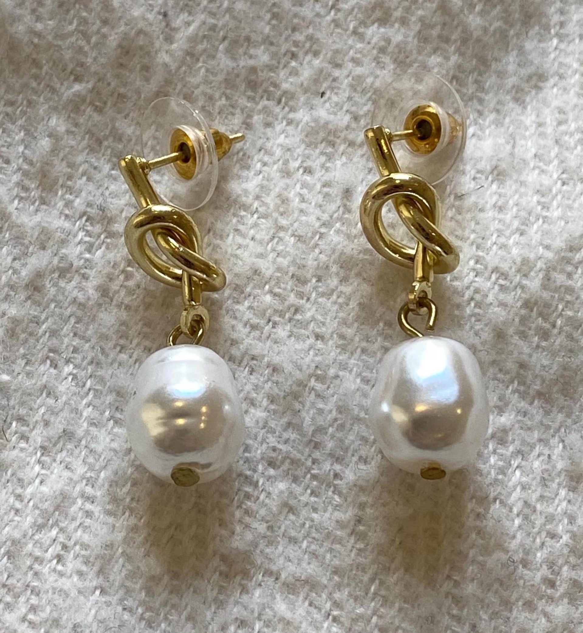 Recycled Gold Pearl Drop Earrings, Gold Pearl Earrings, Medium Pearl Recycled Gold