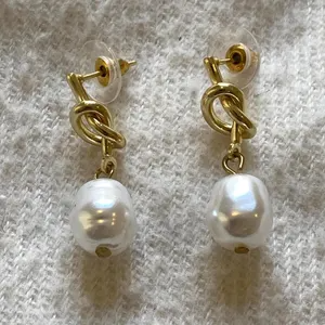 Recycled Gold Pearl Drop Earrings, Gold Pearl Earrings, Medium Pearl Recycled Gold