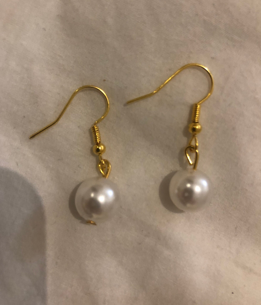 Recycled Gold Pearl Drop Earrings