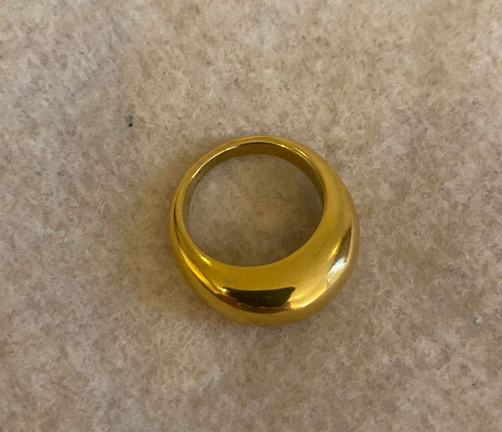 Gold Plated Thick Dome Ring, Chunky Gold Round Ring, Gold Statement Ring