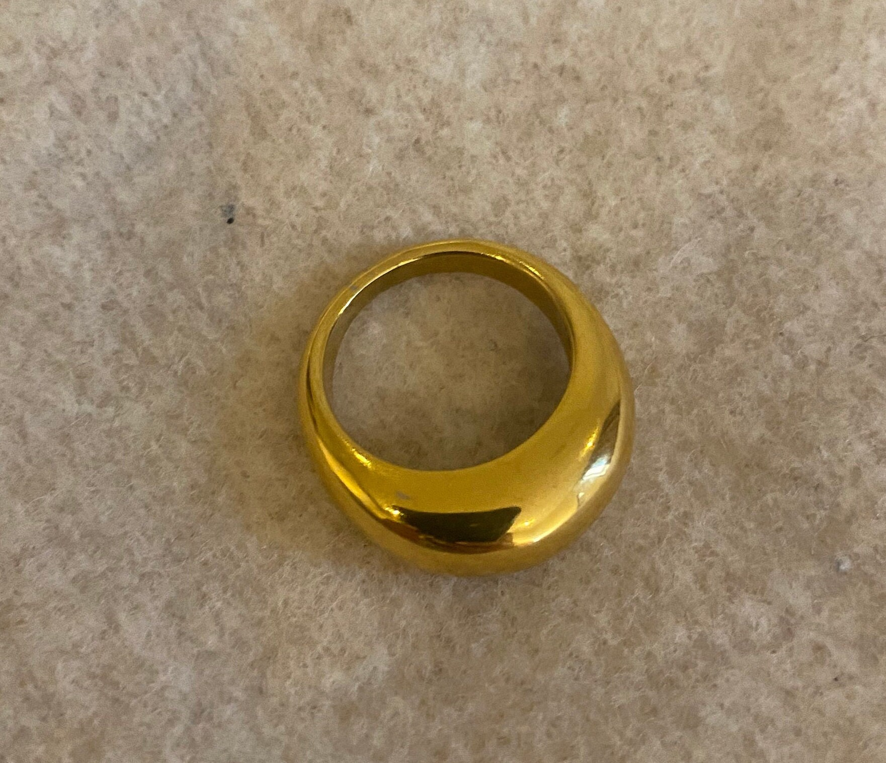 Gold Plated Thick Dome Ring, Chunky Gold Round Ring, Gold Statement Ring