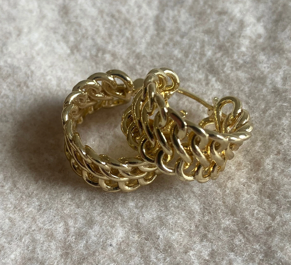Gold Chain Link Hoop Earrings