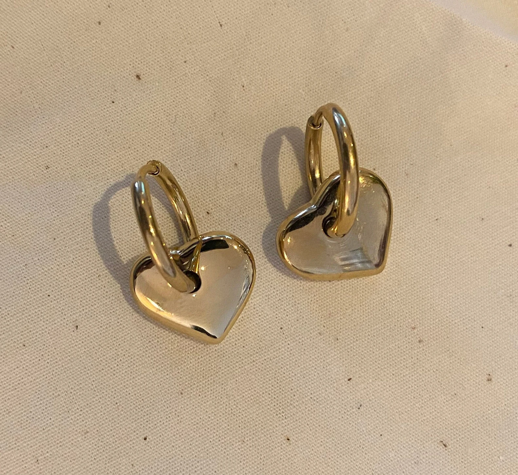 Gold Plated Heart Hoops