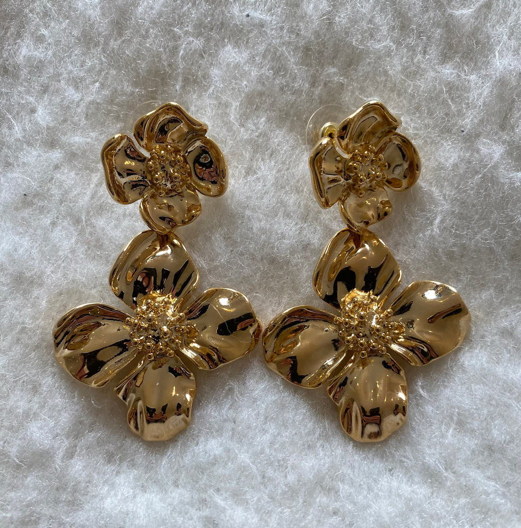 Gold Plated Flower Design Earrings