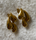 Gold Plated Triple Teardrop Design Earrings
