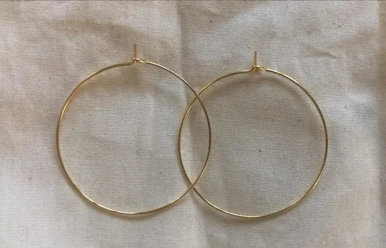 Recycled Gold Thin Hoop Earrings