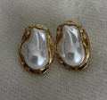 Vintage Pearl and Gold Stud Earrings