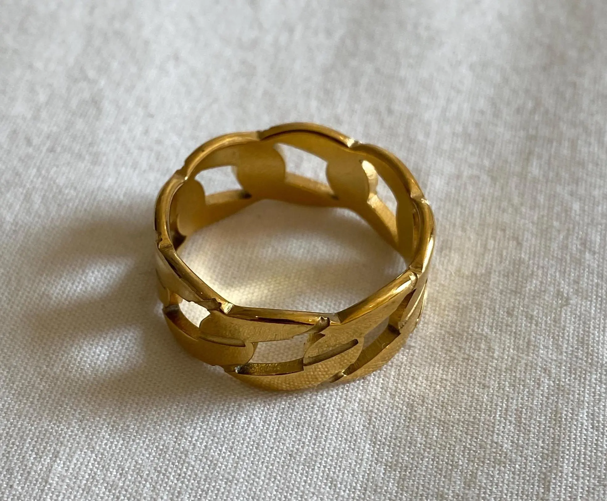Men's Thick Gold Plated Chain Link Design Ring
