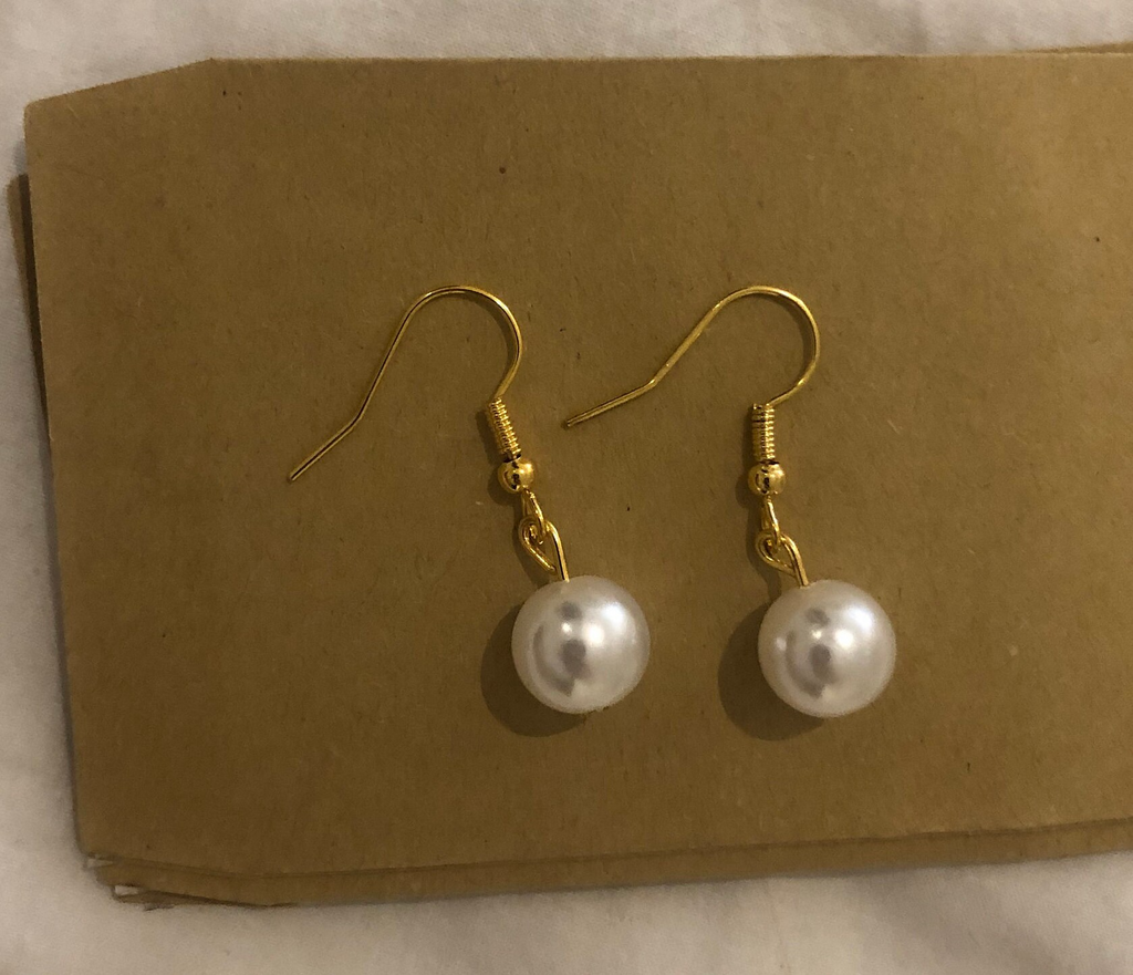 Recycled Gold Pearl Drop Earrings