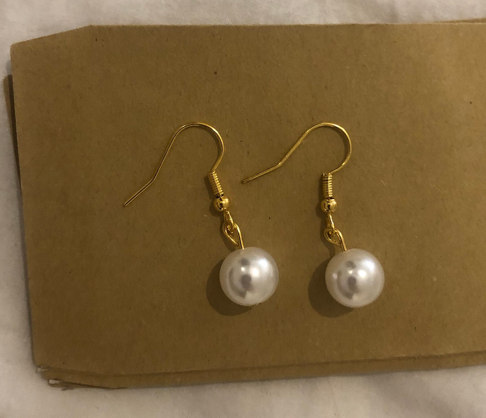 Recycled Gold Pearl Drop Earrings